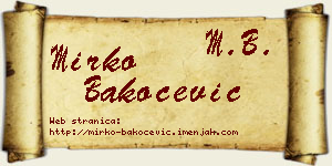 Mirko Bakočević vizit kartica